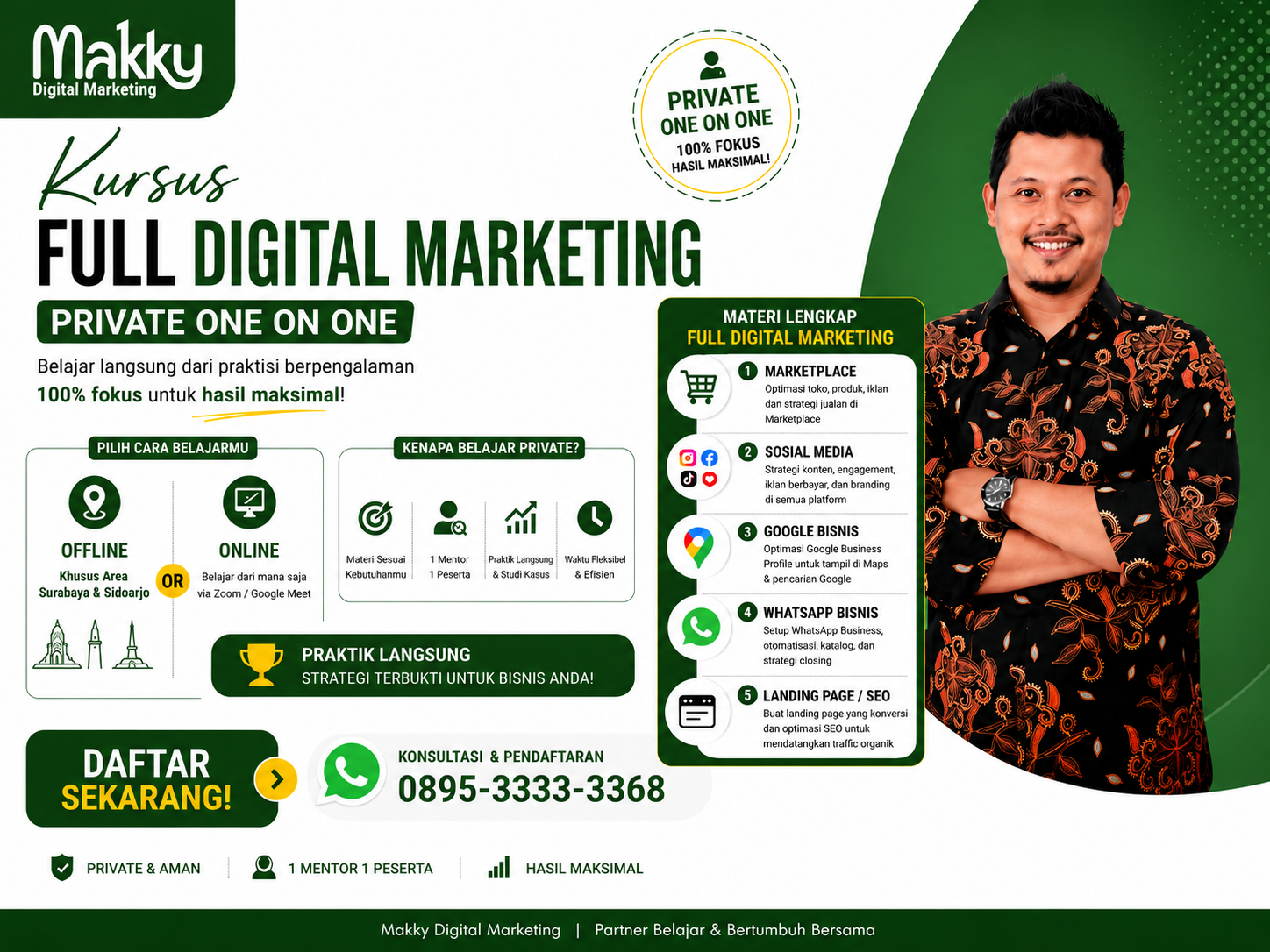 Kursus Digital Marketing Surabaya & Sidoarjo Private One on One | Makky Digital Marketing